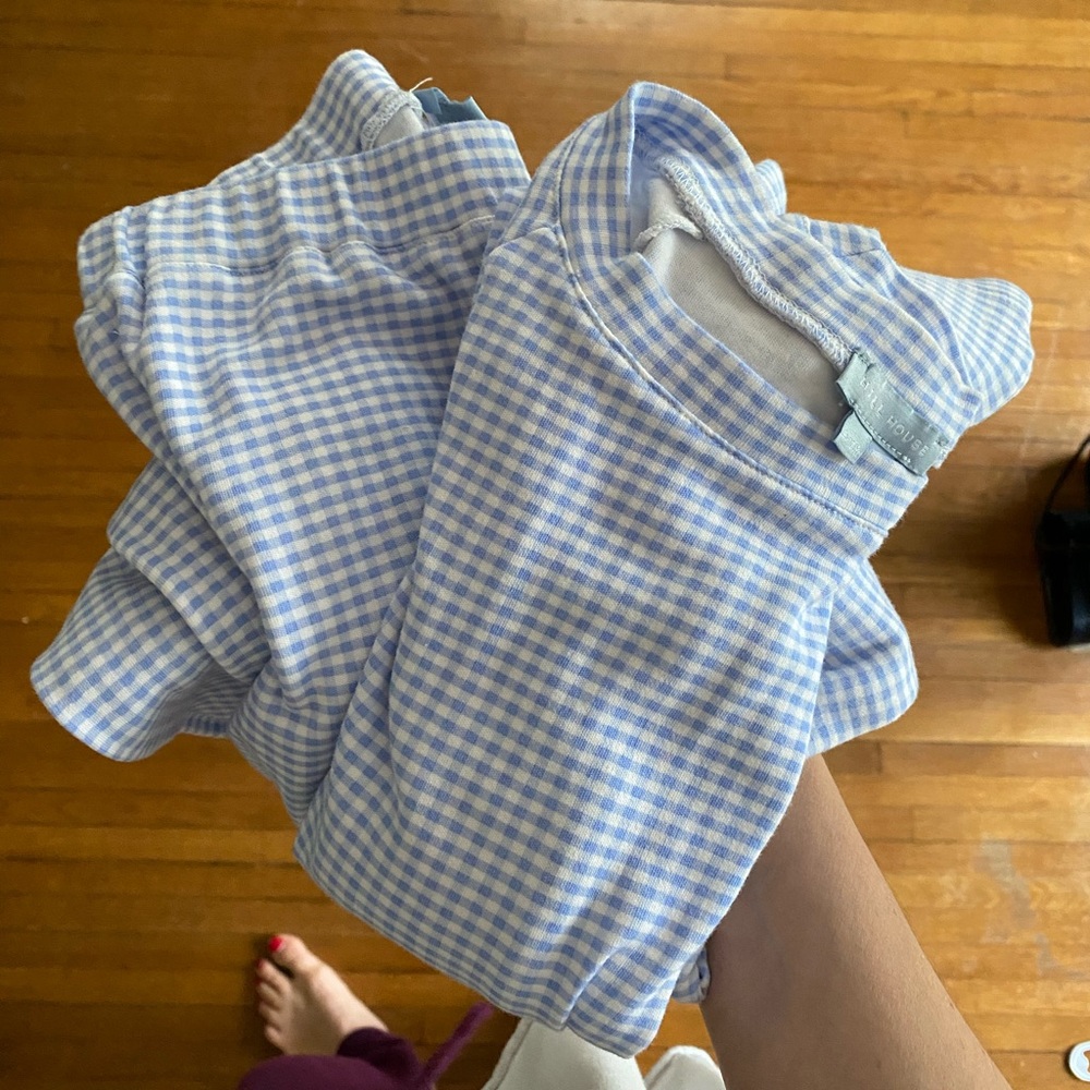 Blue Gingham Pajama Set hill house girls